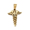 304 Stainless Steel Pendants, Caduceus Symbol for Medicine Charm, Ion Plating(IP), Real 18K Gold Plated, 24x18x3.5mm, Hole: 7x3.5mm