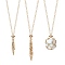 2Pcs 2 Style Brass Braided Macrame Pouch Empty Stone Holder for Pendant Necklaces Making, with 304 Stainless Steel Slide Beads, Nets Necklace, Golden, 9-7/8~10-5/8 inch(25~27cm), 1pc/style