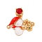Christmas Theme Brass Micro Pave Cubic Zirconia Pendants, Nickel Free, with Enamel, Real 18K Gold Plated, Snowman, 17.5x22.5x4mm, Hole: 4.5x2.5mm