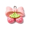 Opaque Resin Pendants, with Platinum Tone Iron Loop, Strawberry, 20x22x8mm, Hole: 2mm