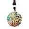 Orgonite Chakra Natural & Synthetic Mixed Stone Pendant Necklaces, Nylon Thread Necklace for Women, Flat Round, Star, 25.59 inch(65cm)