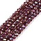 Electroplate Glass Beads Strands, AB Color Plated, Faceted, Rondelle, Old Rose, 4x3mm, Hole: 0.4mm, about 110~115pcs/strand, 39~40cm