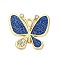 Alloy Enamel Pendants, with Glitter Powder and Rhinestone, Cadmium Free & Nickel Free & Lead Free, Golden, Butterfly Charm, Blue, 19x21.5x2mm, Hole: 1.8mm
