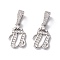 Eco-Friendly Brass Micro Pave Cubic Zirconia Pendants, Long-Lasting Plated, Real Platinum Plated, Cadmium Free & Lead Free, Letter, Letter.U, 16~20x7~11.5x1.5~2.2mm, Hole: 6.5x3.5mm