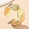 304 Stainless Steel Cuff Bangles for Women, Shell Shape, Ion Plating(IP), Real 14K Gold Plated, Inner Diameter: 2x2-1/8~2-1/4 inch(5x5.5~5.7cm)