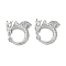 Brass Micro Pave Clear Cubic Zirconia Pendants, Cadmium Free & Nickel Free & Lead Free, Dragon Charms, Real Platinum Plated, 18x19x2.5mm, Hole: 1mm