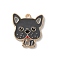 Alloy Enamel Pendants, Dog, Light Gold, Gray, 25x22x1.2mm, Hole: 2mm