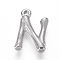 Tarnish Resistant 304 Stainless Steel Pendants, Bamboo Shaped Letter, Stainless Steel Color, Letter.N, 17.5~19x10~16x3~4mm, Hole: 1.8~2mm