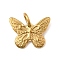 304 Stainless Steel Pendants, with Jump Ring, Ion Plating(IP), Butterfly Charm, Real 18K Gold Plated, 11.5x15.5x2mm, Hole: 4mm