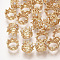 Brass Beads, with Cubic Zirconia, Large Hole Beads, Cadmium Free & Nickel Free & Lead Free, Crown, Real 18K Gold Plated, 8x6mm, Hole: 6mm