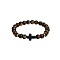 Natural Tiger Eye Round & Black Stone Cross Beaded Stretch Bracelets