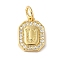 Real 18K Gold Plated Brass Micro Pave Clear Cubic Zirconia Pendants, with Jump Ring, Long-Lasting Plated, Lead Free & Cadmium Free, Letter Charms, Letter U, 12x8.5x2mm, Hole: 3mm