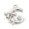 Brass Micro Pave Cubic Zirconia Pendants, Moon with Bowknot and Star Charms, Platinum, 15x13x4.5mm, Hole: 1.3mm
