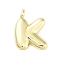 Rack Plating Brass Balloon Letter Pendants, Cadmium Free & Lead Free, Long-Lasting Plated, Real 18K Gold Plated, Letter K, 16.5x12.5x4.5mm, hole: 2.5mm