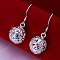 Ball Brass Dangle Earrings, Silver Color Plated, 29x11mm