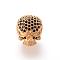 Brass Micro Pave Cubic Zirconia Beads, Cadmium Free & Lead Free, Skull, Golden, 13.6x11.1mm