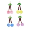Acrylic Sewing Buttons Pendants, Cherry, with Spray Painted Transparent Glass Beads, Glass Seed Beads and Opaque Colours Seed, Golden, 47x25x2.5mm, Hole: 2.5x5mm