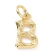 Brass Pendants, Cadmium Free & Lead Free, with Jump Ring, Golden, Letter Charms, Letter B, 12x7x2mm, Hole: 3mm