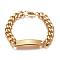 304 Stainless Steel Cuban Link Chain Bracelets, ID Bracelets, with Lobster Claw Clasps, Golden, 8-1/2 inch(21.5cm), 10mm