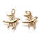 Brass Micro Pave Clear Cubic Zirconia Pendants, Long-Lasting Plated, with Jump Ring, Bird, Golden, 16x14x2mm, Jump Ring: 5x1mm, 3mm Inner Diameter
