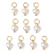 ABS Imitation Pearl Charms, Heart Charm, with 304 Stainless Steel Jump Ring, Golden, 9x6x3.5mm, Hole: 3mm