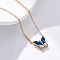 304 Stainless Steel Cubic Zirconia Butterfly Pendant Necklaces, Golden, Blue, 18.31 inch(46.5cm)