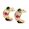 Real 18K Gold Plated 304 Stainless Steel Arch Stud Earrings with Resin Beaded, Colorful, 22x13mm