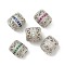 Brass Micro Pave Cubic Zirconia European Beads, Large Hole Beads, Barrel, Rack Plating, Cadmium Free & Lead Free, Long-Lasting Plated, Platinum, Mixed Color, 10x9mm, Hole: 5mm