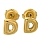 304 Stainless Steel Stud Earrings, Real 14K Gold Plated, Letter D, 7x6.5mm
