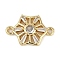 Brass Clear Cubic Zirconia Connector Charms, Cadmium Free & Nickel Free & Lead Free, Hollow Flower Links, Real 18K Gold Plated, 17x11x3.5mm, Hole: 1.2mm