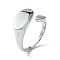 Non-Tarnish 304 Stainless Steel Oval Open Cuff Ring, Signet Rings, Stainless Steel Color, US Size 8(18.1mm)