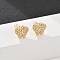 Butterfly Brass Micro Pave Cubic Zirconia Stud Earrings, with Silicone Earplugs, Long-Lasting Plated, Real 18K Gold Plated, 8x9mm