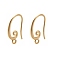 Brass Earring Hooks, with Loop, Vortex, Real 18K Gold Plated, 17.5x11x1.5mm, Hole: 1.6mm, Pin: 0.8mm