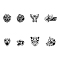 8Pcs 4 Styles 304 Stainless Steel Beads Sets, Leopard/Dragon/Elephant/Tiger, Antique Silver, 10~16x8~12.5x7.5~10.5mm, Hole: 1.8~4mm, 2pcs/style