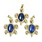 Dyed Natural Lapis Lazuli & Brass Pendants, Dyed, Rack Plating, Cadmium Free & Lead Free, Sea Turtle Shaped, 38x27.5x7mm, Hole: 8x5mm