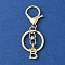 Alloy Initial Letter Charm Keychains, with Alloy Clasp, Golden, Letter B, 8.5cm