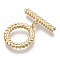 Brass Toggle Clasps, Nickel Free, Leaf, Real 18K Gold Plated, 24mm, Bar: 20x5x2mm, hole: 1.2mm, Ring: 17x15x2mm, hole: 1.2mm, Jump Ring: 5x1mm