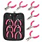 Carbon Steel Jewelry Plier Sets, Flat Nose Pliers & Chain Nose Pliers & Round Nose Pliers & Bent Nose Pliers & Side Cutter & End Cutting Pliers, Deep Pink, 70~80x40~52x6~9mm