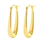 Rack Plating Brass Oval Hoop Earrings, Long-Lasting Plated, Lead Free & Cadmium Free, Real 18K Gold Plated, 38x13x6mm