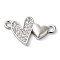 Brass Micro Pave Clear Cubic Zirconia Connector Charms, Cadmium Free & Nickel Free & Lead Free, Double Heart Links, Platinum, 10x18x2mm, Hole: 1.4mm