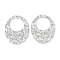 Non-Tarnish 304 Stainless Steel Pendants, Textured Oval Charm, Stainless Steel Color, 44x34x2.1mm, Hole: 1.8mm