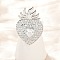 Brass Micro Pave Clear Cubic Zirconia Cuff Rings, Cadmium Free & Lead Free, Heart, Real 18K Gold Plated, 32.5x23.5mm
