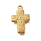 304 Stainless Steel Pendants, Cross Charm, Ion Plating(IP), Real 18K Gold Plated, 16.5x10.5x2mm, Hole: 1.2mm