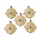 Natural Turquoise Pendants, Flat Round Charms, with PVD Vacuum Plating Real 18K Gold Plated 201 Stainless Steel Findings, 22x19.5x3.5mm, Hole: 1.8mm
