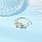 Transparent Glass Finger Rings, Rectangle, with Golden Eco-Friendly Copper Wire, Clear, US Size 9(18.9mm)