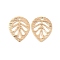 Brass Charms, Cadmium Free & Nickel Free & Lead Free, Hollow Leaf Charm, Real 18K Gold Plated, 14x11x1mm, Hole: 1mm