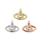 Brass Cubic Zirconia European Dangle Charms, Large Hole Pendants, Cadmium Free & Lead Free, Evil Eye, Mixed Color, 11.5x17x3mm