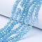 Electroplate Glass Beads Strands, Imitation Jade Beads, Pearl Luster Plated, Faceted, Rondelle, Light Sky Blue, 4x3mm, Hole: 0.4mm, about 110~115pcs/strand, 39~40cm
