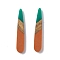 Opaque Resin & Walnut Wood Pendants, Teardrop Charms, Chocolate, 44x7.5x3.5mm, Hole: 1.5mm
