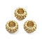 Brass Micro Pave Cubic Zirconia Europe Beads, Large Hole Beads, Long-Lasting Plated, Cadmium Free & Lead Free, Round, Real 18K Gold Plated, 10.5x6.5mm, Hole: 5mm
